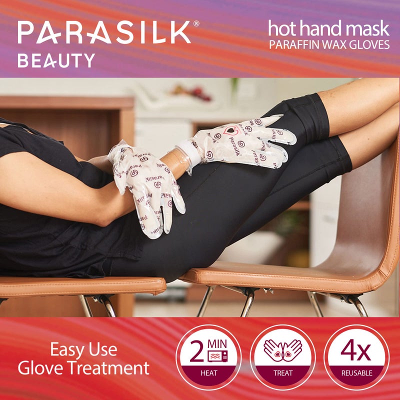 Parasilk Beauty Hot Hand Maskâ€“ 1 Pair Self-Contained Paraffin Wax Gloves, Intensive Hydration. Infused with Vitamin E, Coconut, Argan, & Marula Oil - Image 4